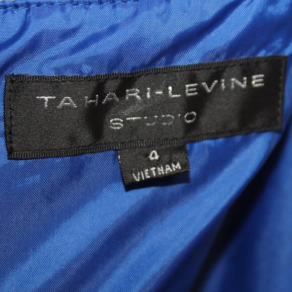 Tahari Levine Studio A-Line Sleeveless Dress Zip-Up Blue & White - Picture 11 of 15